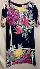 Eliza J Women’s 6 Navy Floral Sheath Dress Lined Back Zip Short Sleeve 