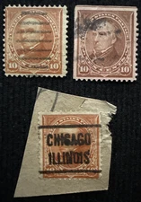 1897-1903 US 1 Random 10c Webster Stamp New Color Used, SC#283 (CV $6)