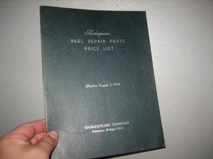 1948 shakespeare reel repair parts price list catalog fishing 