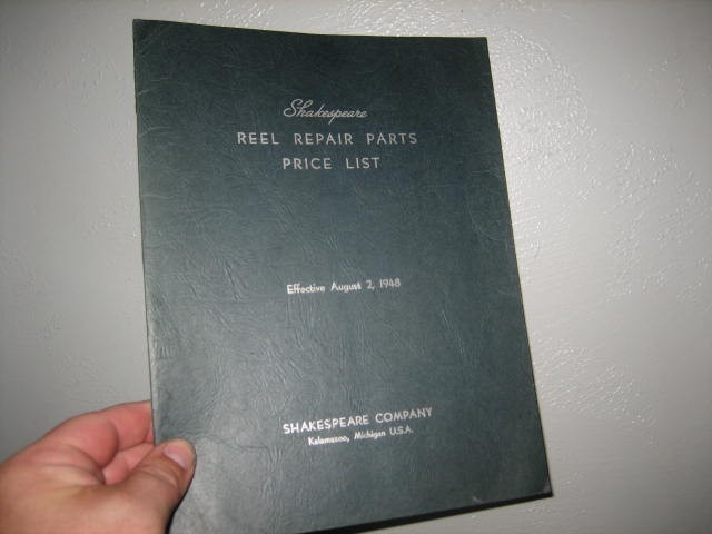1948 shakespeare reel repair parts price list catalog fishing 