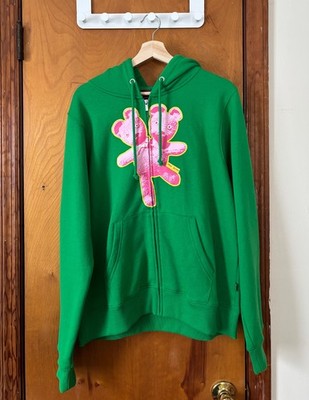 Heaven Marc Jacobs Green Zip-up Hoodie with Pink Bear, Size Large (L)