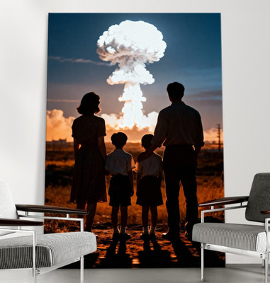 Atombombe, Familie schaut zu, Dramatische Kunst Acrylglas, Leinwand oder Poster