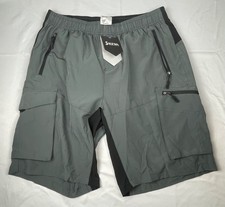 MENS BIKING CYCLING SHORTS CARGO PADDED GREY BLACK LARGE