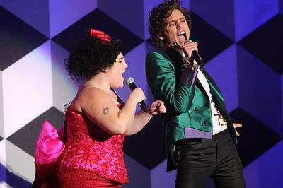 Beth Ditto Mika perform on stage at the BRIT Awards 2008 at Earls - Old Photo