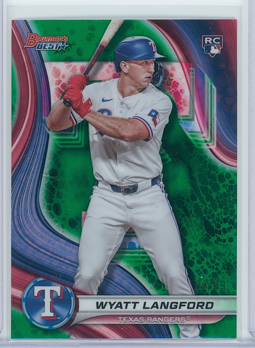 WYATT LANGFORD 2024 BOWMAN'S BEST ROOKIE GREEN REFRACTOR RANGERS RC /99