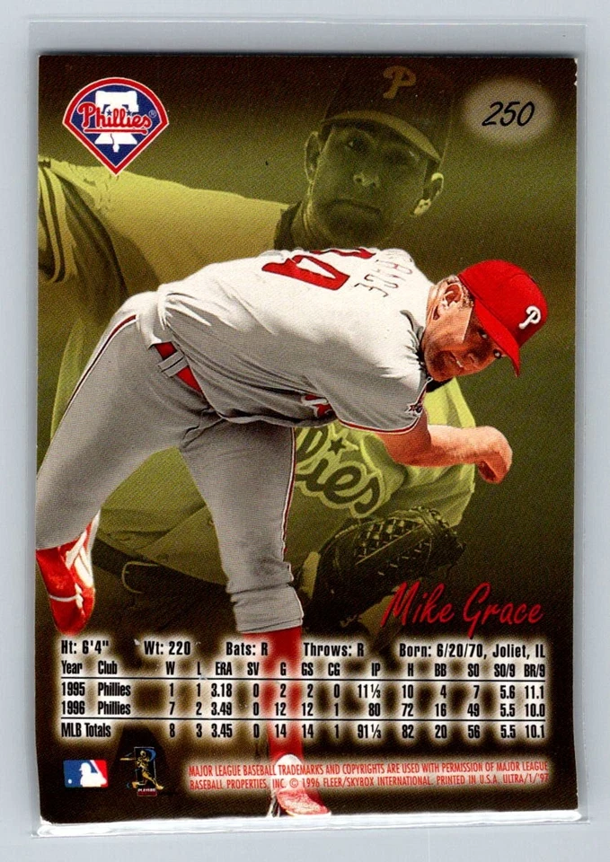 1997 Ultra #250 Mike Grace Philadelphia Phillies Baseball Card - Image 2 of 2