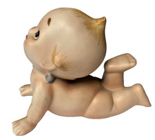Kewpie Lefton Porcelain Figurine KW228 Pouty Face Blue Wings Crawling Pose 1950s