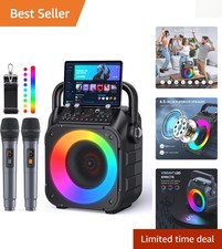 Portable Karaoke Machine  Bluetooth Speaker with 2 Wireless Microphones