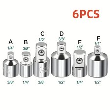 6Pcs Impact Adapter Reducer Socket Converter Set 3/4 1/4 3/8 1/2" Female to Male