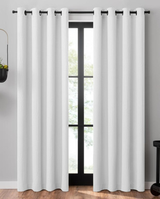 Umbra Ulysses Wave Geometric Light Filtering Grommet Curtain White 50'' x 95''
