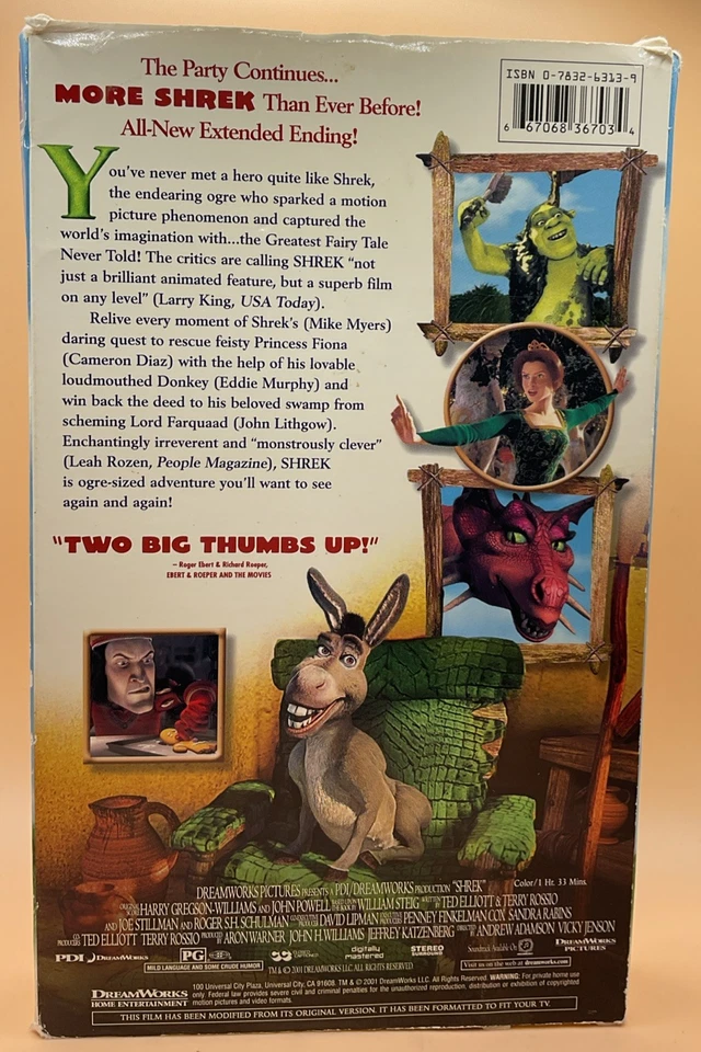 Shrek VHS 2001 Special Edition Big Box Acceptable Condition **Buy 2 Get 1 Free** - Image 2 of 3