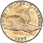 Flying Eagle Cent 1857, PCGS MS-62! Gold Shield. Nice PQ Lustrous coin!