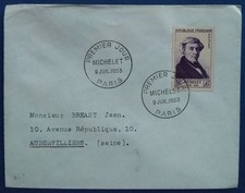 France, enveloppe premier jour n°949, Michelet, 1953