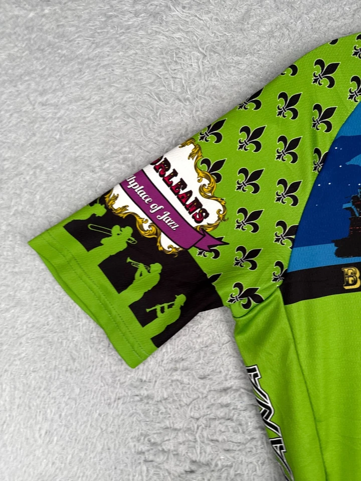 Louis Garneau Cycling Jersey Adult Medium Green Memphis New Orleans Elvis Poly - Image 3 of 4