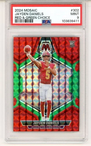 2024 Panini Mosaic #302 Jayden Daniels RC Red & Green Choice PSA 9 MINT (DG)