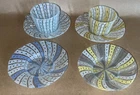 Vintage Murano Italy Venetian Art Glass Lot of 2 Latticino Cups and 4 Saucers