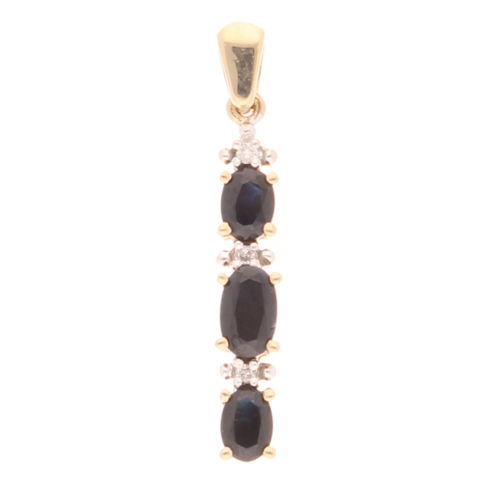 9Carat Yellow Gold Sapphire & Diamond Pendant (3.5x18mm)
