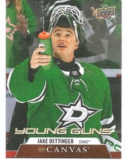 2020-21 Upper Deck Canvas Young Guns Jake Oettinger Dallas Stars Rookie Card. rookie card picture
