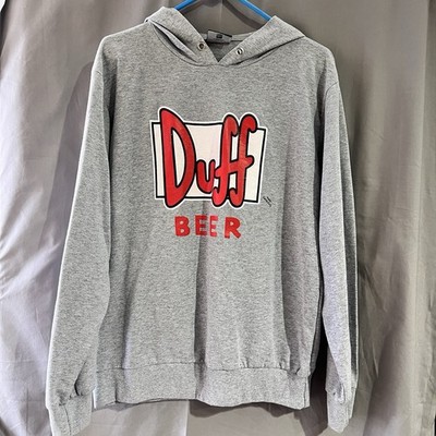 The Simpsons gray hooded sweatshirt Duff Beer logo Size XL TG2194