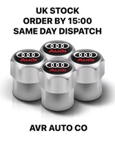 PREMIUM QUALITY AUDI VALVE CAPS DUST CAPS SET OF 4 SILVER FITS ALL CARS 🚗🚙🏎️