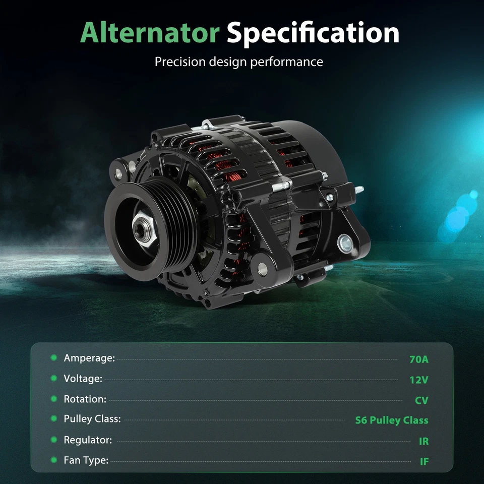 1 Pcs Black 70 A Alternator For 2007-2010 Jeep Grand Cherokee 5.7L V8 - Image 2 of 4