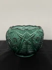 Fenton Glass Rose Bowl Candle Holder Spruce Green Starburst Tree