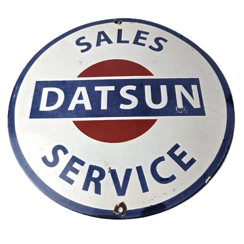 Vintage Datsun Sign - Automobile Gas Pump Service Dealer Porcelain Sign