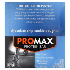 NuGo Nutrition, ProMax Protein Bar, Chocolate Chip Cookie Dough, 12 Bars, 2.64 o