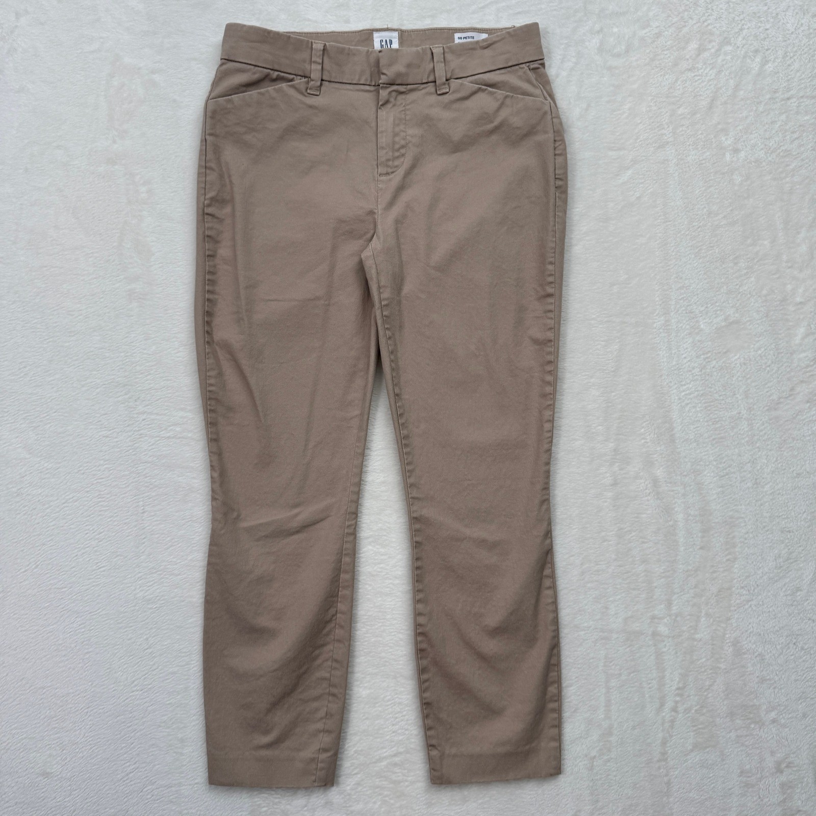 Gap Pants Women 00 Petite Tan Skinny Ankle Khaki Mid Rise Stretch Tapered Chino