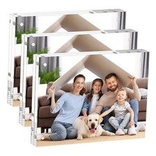 Acrylic Picture Frames 3 Pack, 20 Thicker Block, Clear Picture Frames 6x8