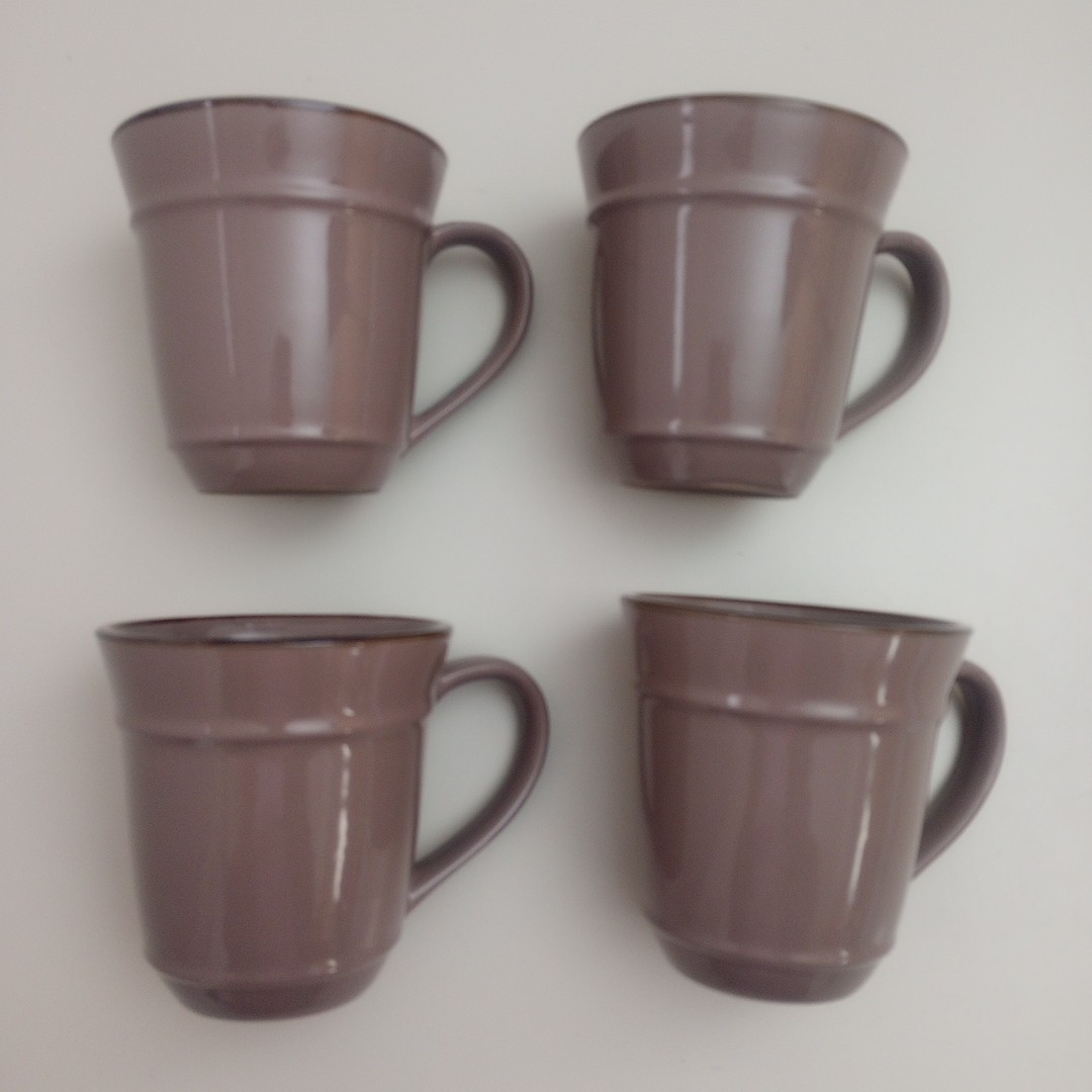 Set of 4 American Atelier Quality Stoneware Mugs (10oz) – Earthy Mauve/Brown