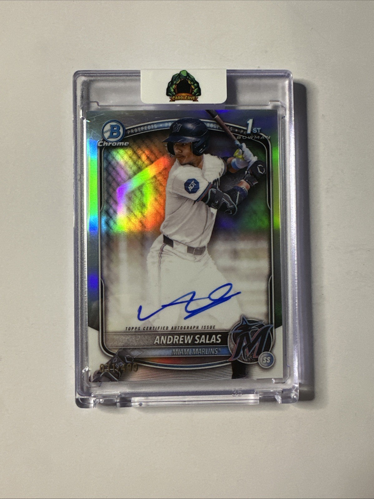 2025 Bowman Chrome Andrew Salas Auto Refractor 1st #/499 Marlins