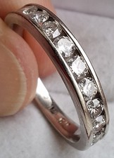 14Ct White Gold 0.75Ct Diamond Half Eternity Wedding Dress Ring Size P/Q