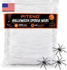   1200 Sqft Spider Webs Halloween Decorations with 40 Fake Spiders, Stretchable
