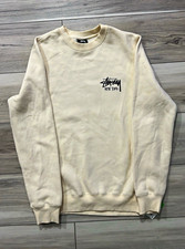 Stussy Beige Cotton Fleece Crewneck Pullover Sweatshirt XS Graphic Logo 20 x 26