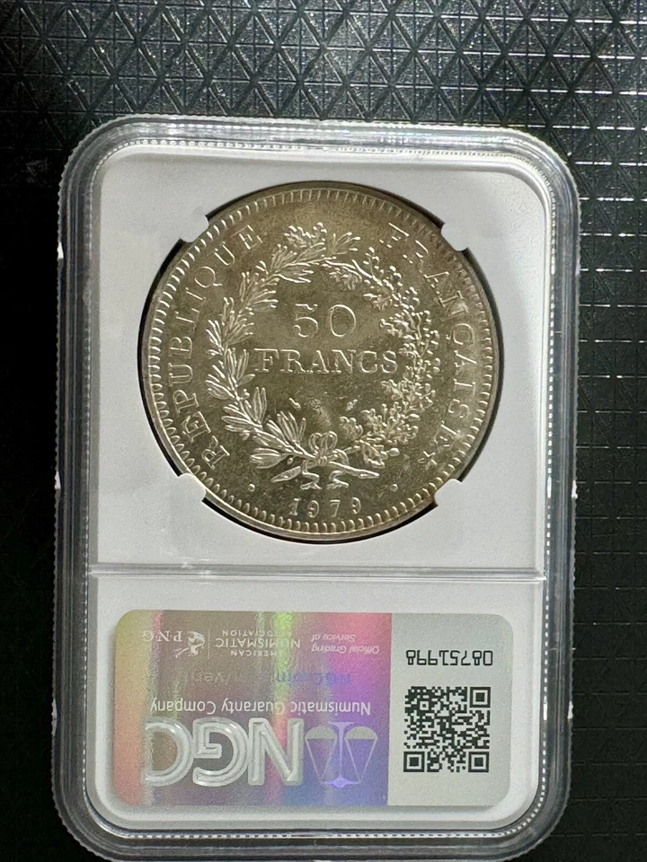 1979 France 50 Francs Silver MS63 NGC Brown Label - Image 2 of 2