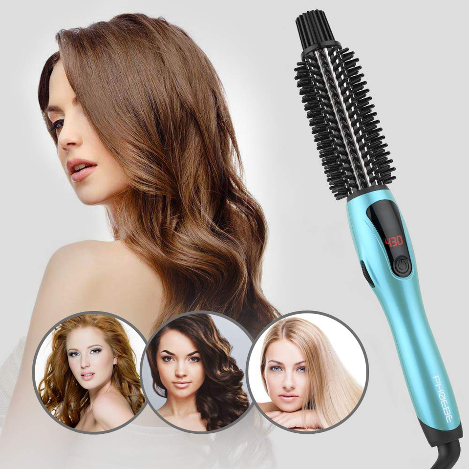 PHOEBE Curling Iron Brush 1 Inch Dual Voltage Ceramic Tourmaline Ionic