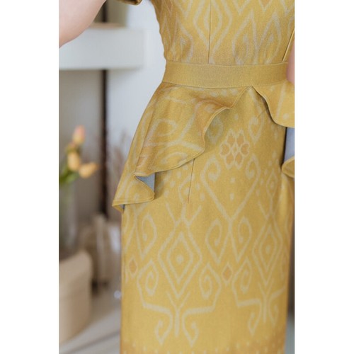 Thai Dress Modern Fabric Gown Set Wedding Skirt Blouse Print Costume Women Long - Picture 3 of 11