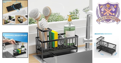 Sponge Holder Stainless Steel 9.25" Space-Saving Caddy Kitchen Sink Organizer - Picture 2 of 9