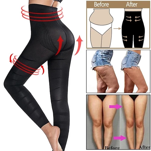 Slimming Anti Cellulite Compression Leggings Leg Shaper High Waist Black Pants