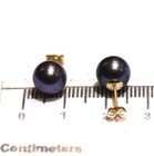 14k yellow gold round black pearl stud earrings 1.7g butterfly backs vintage — photo 5