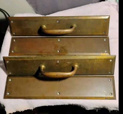 Vintage Brass Push Plates & Handles (Set Of 2) - Picture 2 of 11