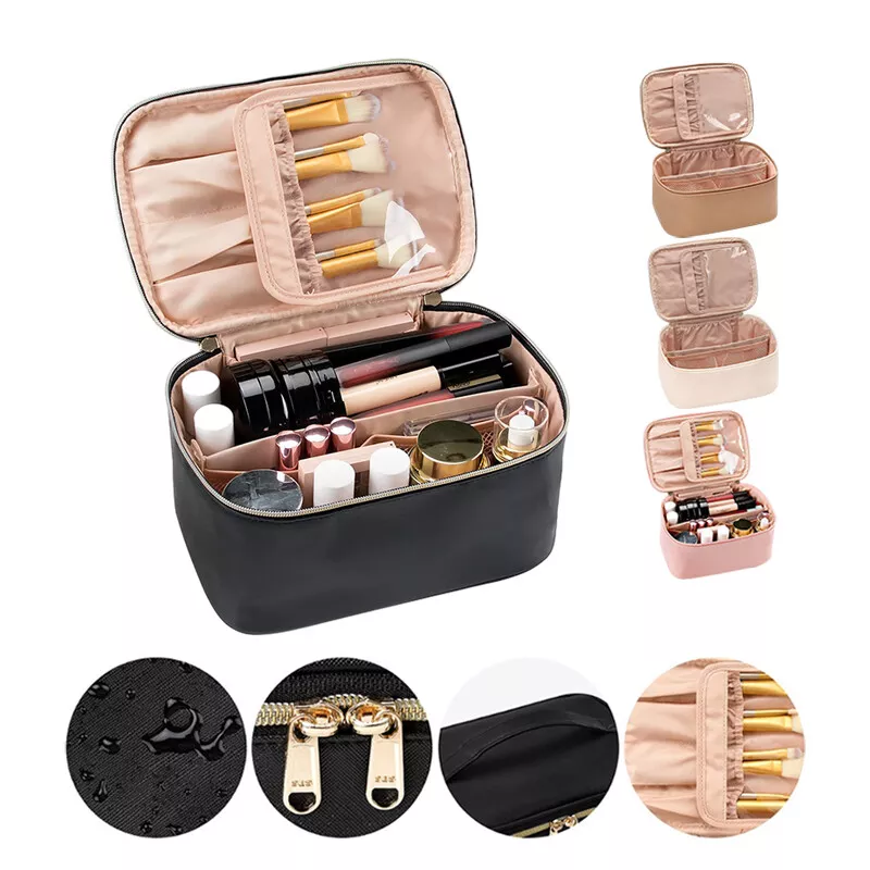 Portable Large Makeup Bag Travel Cosmetic Bags with Brush