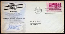 Wright Brothers Return Of Original Plane To United States NC Postal Cover 1949