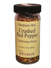 Medium Hot Crushed Red Pepper by Penzeys Spices 1.3 oz 1/2 Cup Jar Exp 6/2026