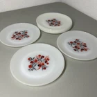 (7 PACK) Fire King Primrose 7.5” Salad Dessert Plates Milk Glass 1960’s Floral