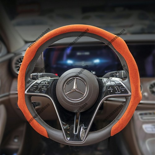 Steering Wheel Suede Cover Universal Fit Orange Steering Wheel Grip Snap on Wrap - Foto 3 di 8