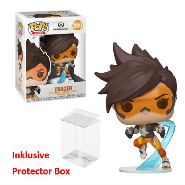 Funko Pop Overwatch #550 Tracer Vinyl Figur Neu Sealed + Protector Box-image