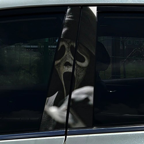 2x Ghost Mask Car B Pillar Sticker Center Column Cover Decals