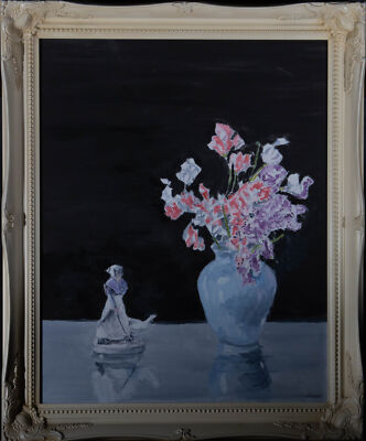 Harold Williams - Zeitgenössisches Acryl, Zuckererbsen Und Statuette